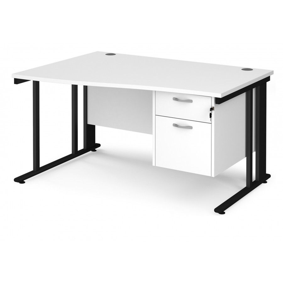 Maestro Cable Managed Leg Wave Desk with Two Drawer Pedestal